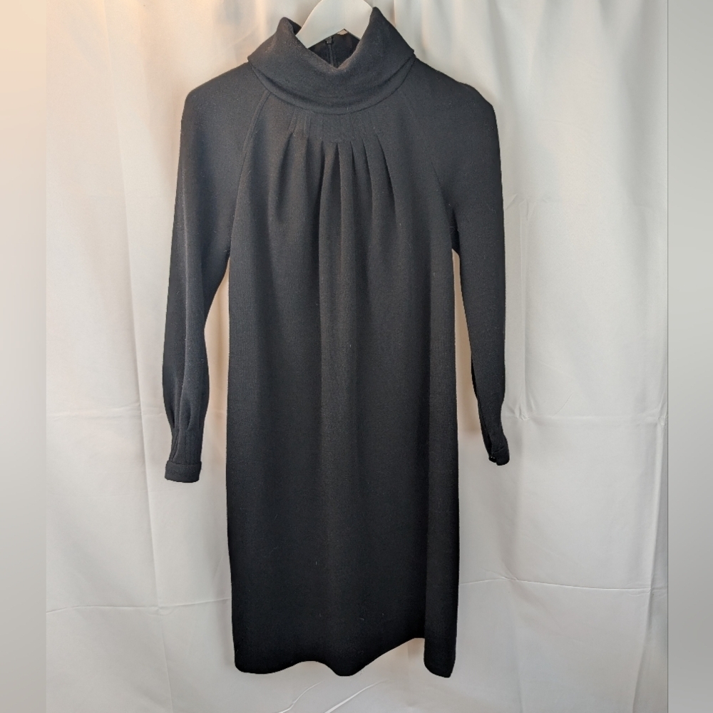 Bill Blass Vintage Elegant Black Turtleneck Dress Size 8 In EUC